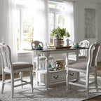 Ensemble de table de rassemblement 5 pièces Magnolia Manor blanc antique écorce patinée