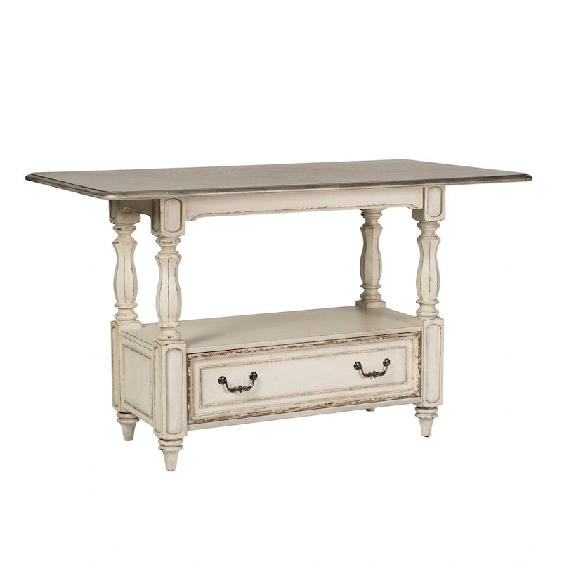 Ensemble de table de rassemblement 5 pièces Magnolia Manor blanc antique écorce patinée