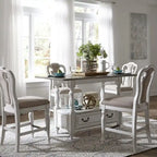 Ensemble de table de rassemblement 5 pièces Magnolia Manor blanc antique écorce patinée