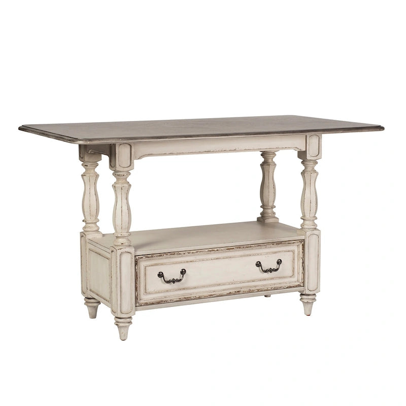 Ensemble de table de rassemblement 5 pièces Magnolia Manor blanc antique écorce patinée