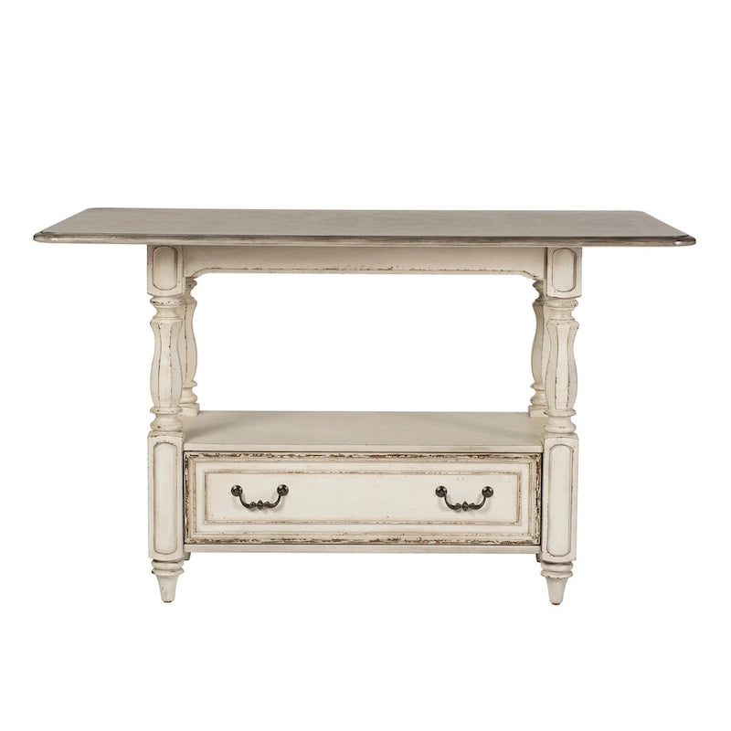 Ensemble de table de rassemblement 5 pièces Magnolia Manor blanc antique écorce patinée