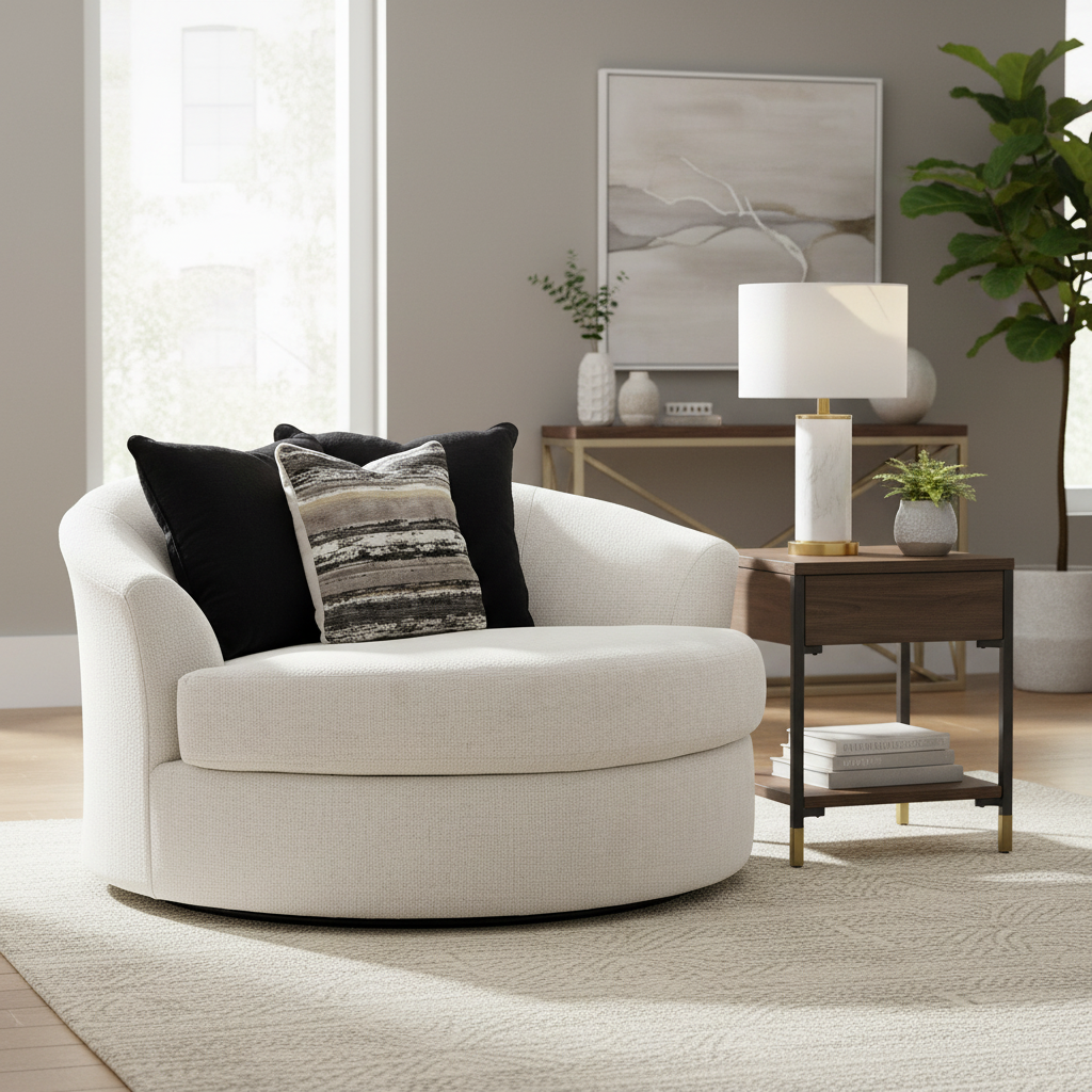 Fauteuil pivotant rond surdimensionné blanc - 2 places