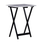 Meisel White Faux Marble Tray Table Set