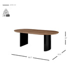Table à manger ovale en noyer avec pieds en demi-cercle - 219,7 cm