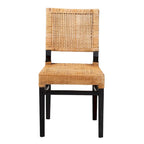 Chaise de salle à manger Lesia en rotin marron naturel et bois d'acajou marron expresso, style bohème moderne