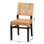 Chaise de salle à manger Lesia en rotin marron naturel et bois d'acajou marron expresso, style bohème moderne