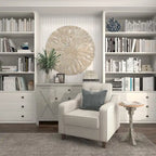 Wood Scroll Intricately Carved Accent or End Table with Brown Wood Top - Gray, White, Cream - Roche River Decor