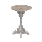 Wood Scroll Intricately Carved Accent or End Table with Brown Wood Top - Gray, White, Cream - Roche River Decor