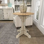 Wood Scroll Intricately Carved Accent or End Table with Brown Wood Top - Gray, White, Cream - Roche River Decor