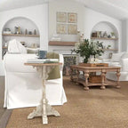 Wood Scroll Intricately Carved Accent or End Table with Brown Wood Top - Gray, White, Cream - Roche River Decor