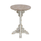 Wood Scroll Intricately Carved Accent or End Table with Brown Wood Top - Gray, White, Cream - Roche River Decor
