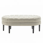 Porthos Home Itan Fabric Oval Cocktail Ottoman with Rubberwood Legs