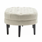 Porthos Home Itan Fabric Oval Cocktail Ottoman with Rubberwood Legs