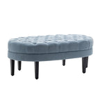 Porthos Home Itan Fabric Oval Cocktail Ottoman with Rubberwood Legs