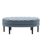 Porthos Home Itan Fabric Oval Cocktail Ottoman with Rubberwood Legs