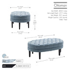 Porthos Home Itan Fabric Oval Cocktail Ottoman with Rubberwood Legs