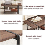 2-Tier Modern Industrial 41 Large Wood Coffee Table with Storage Shelf
