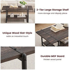 2-Tier Modern Industrial 41 Large Wood Coffee Table with Storage Shelf