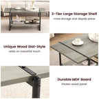 2-Tier Modern Industrial 41 Large Wood Coffee Table with Storage Shelf