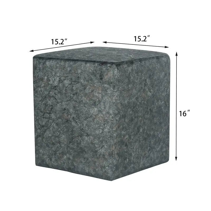 Adeco Square Ottoman Vanity Stool Fabric Upholstered Footrest Footstool