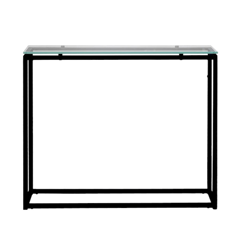 HomeRoots 36 Clear and Silver Glass Sled Console Table