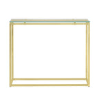 HomeRoots 36 Clear and Silver Glass Sled Console Table