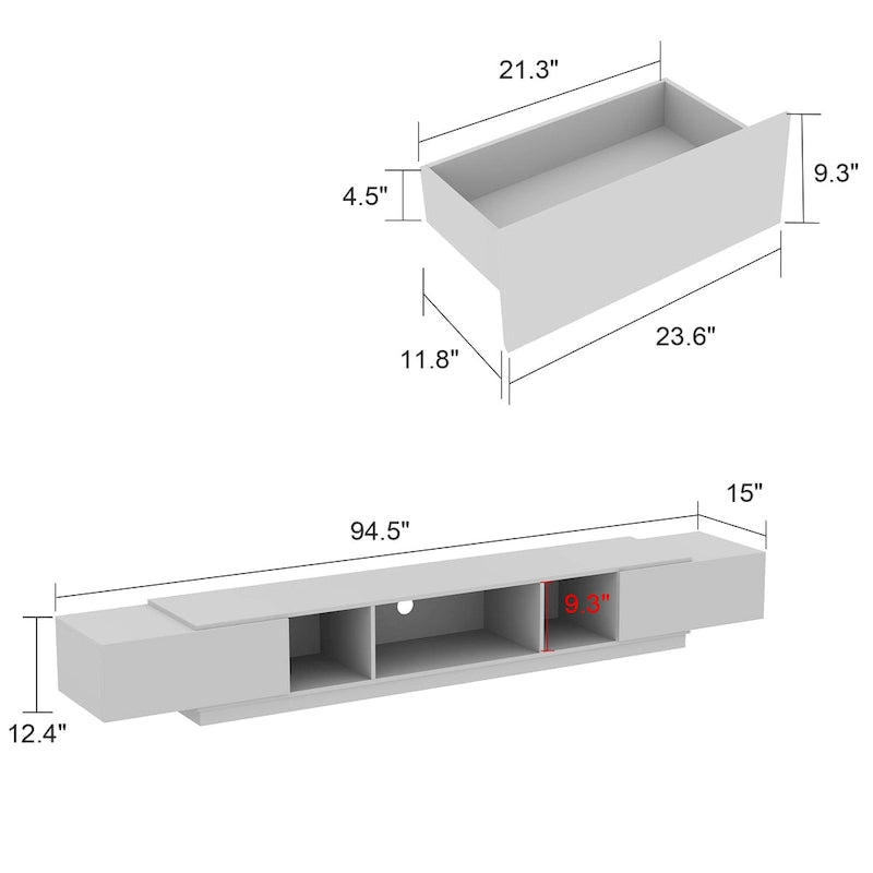 94.5 TV Stand Efficient Cable Management and Spacious Storage Console