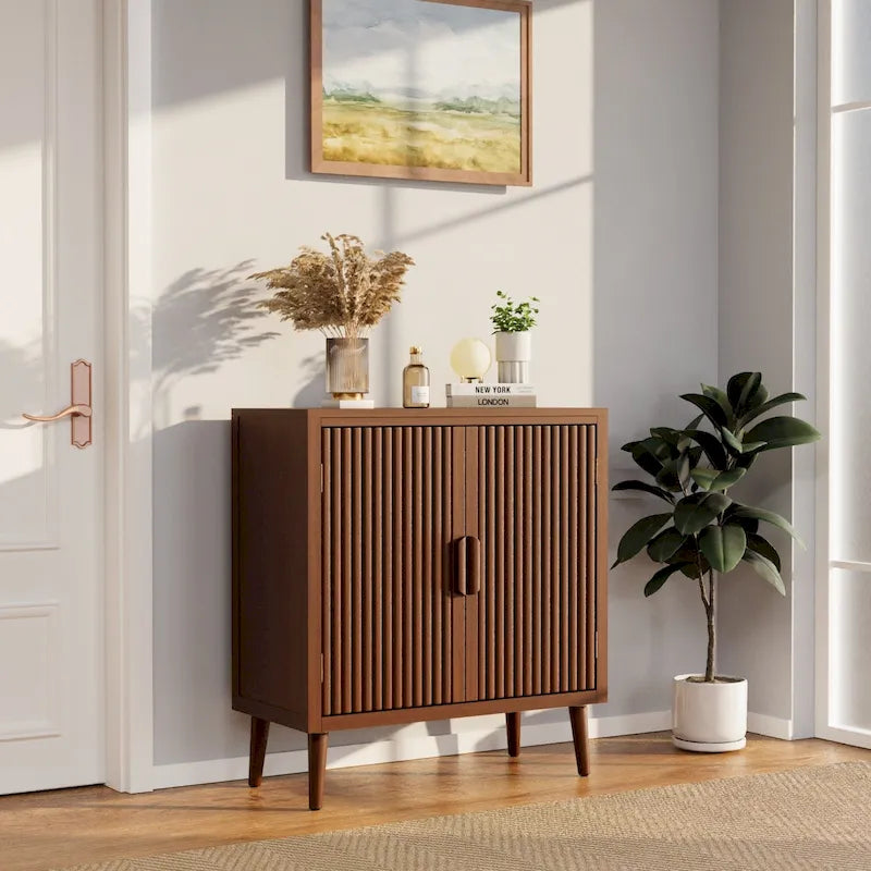 Brown Storage Cabinet with Tapered Legs - Sideboard