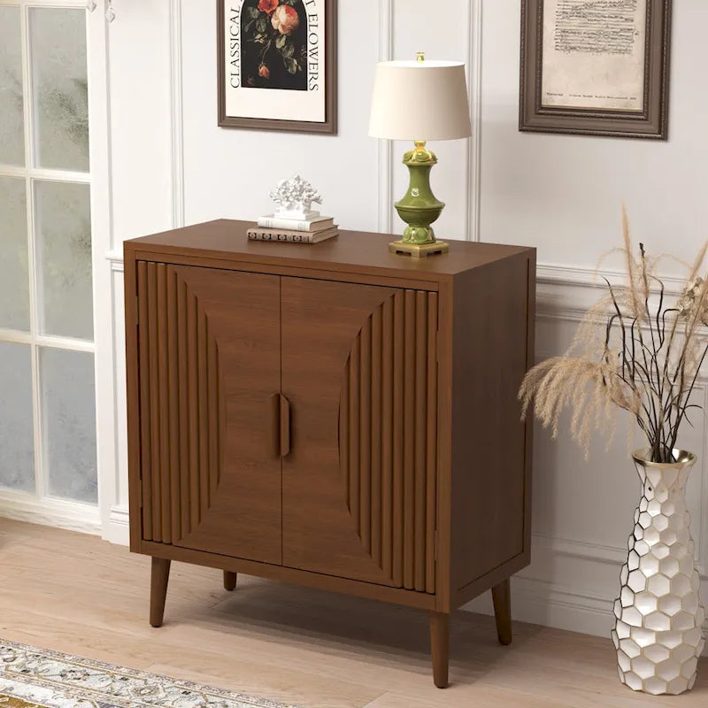 Brown Storage Cabinet with Tapered Legs - Sideboard