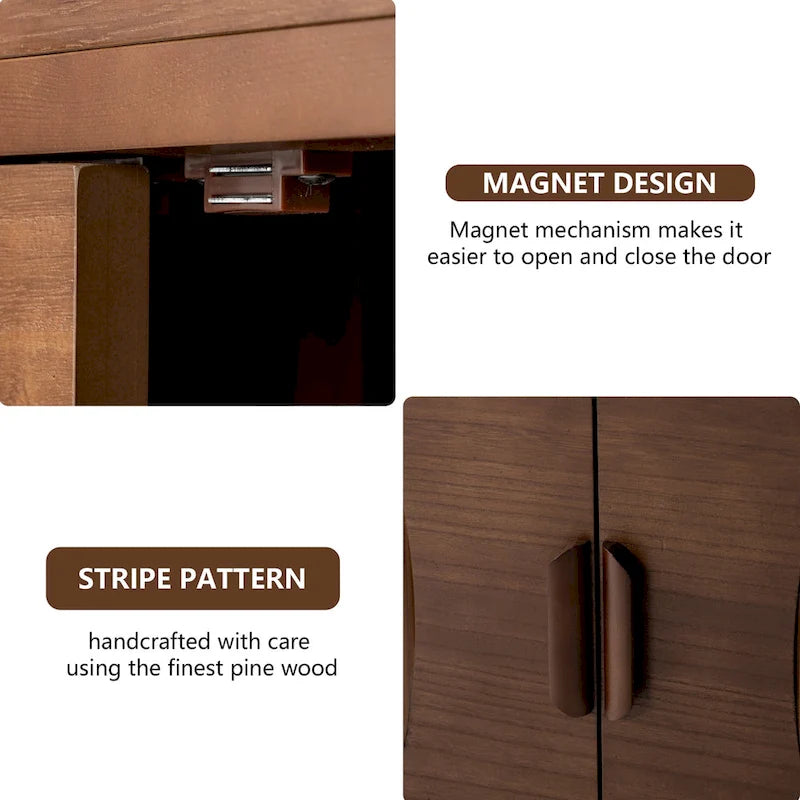 Brown Storage Cabinet with Tapered Legs - Sideboard