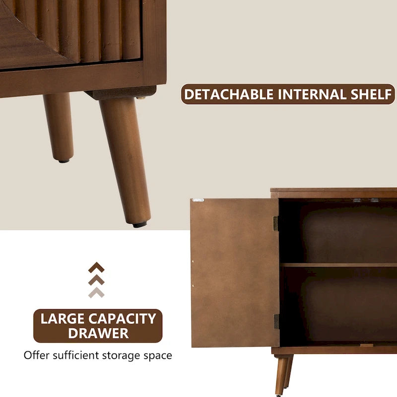 Brown Storage Cabinet with Tapered Legs - Sideboard