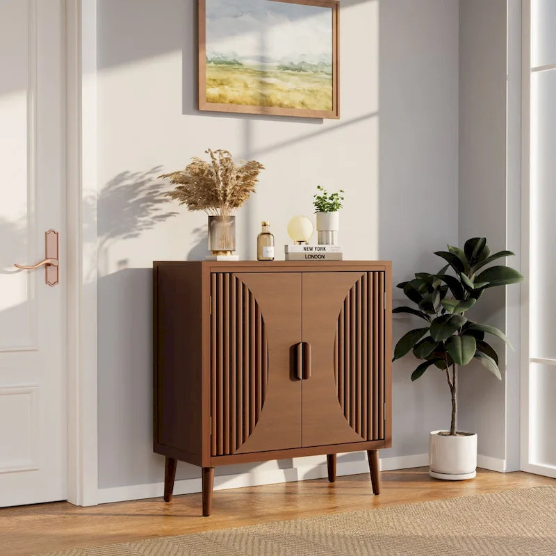 Brown Storage Cabinet with Tapered Legs - Sideboard