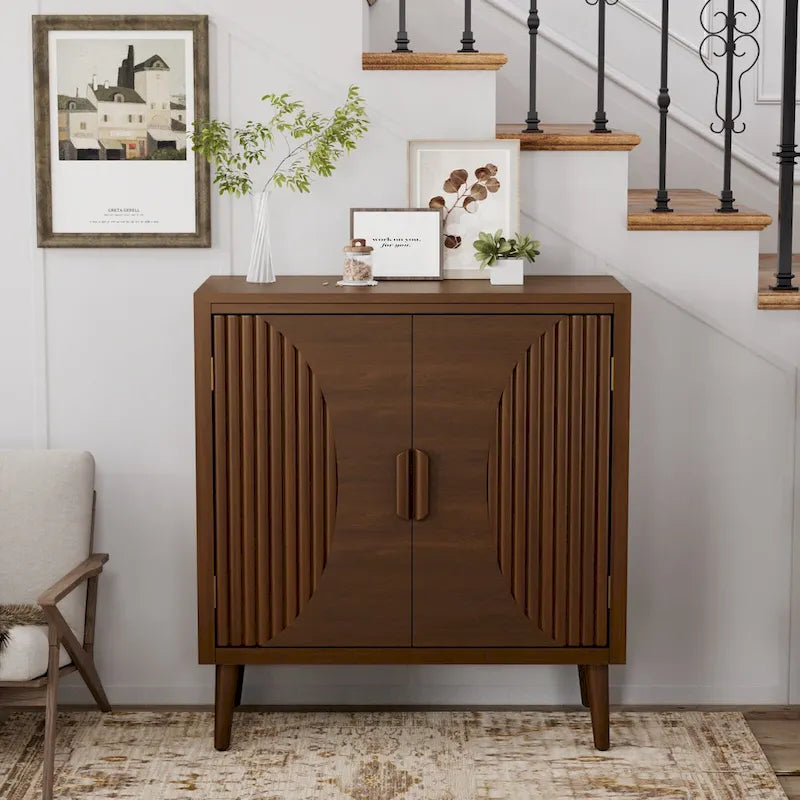 Brown Storage Cabinet with Tapered Legs - Sideboard
