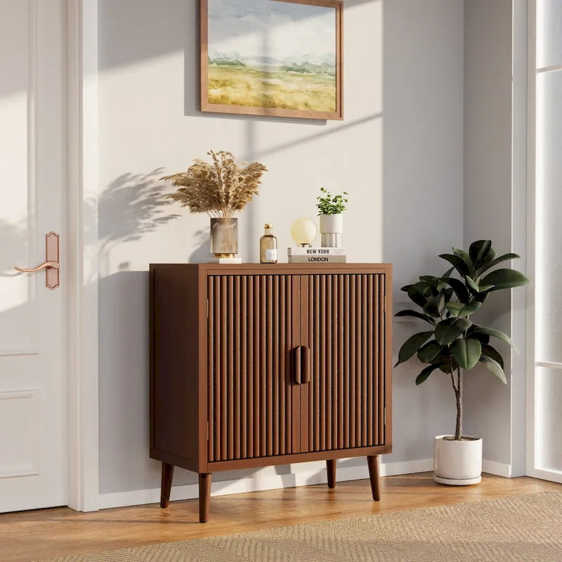Brown Storage Cabinet with Tapered Legs - Sideboard