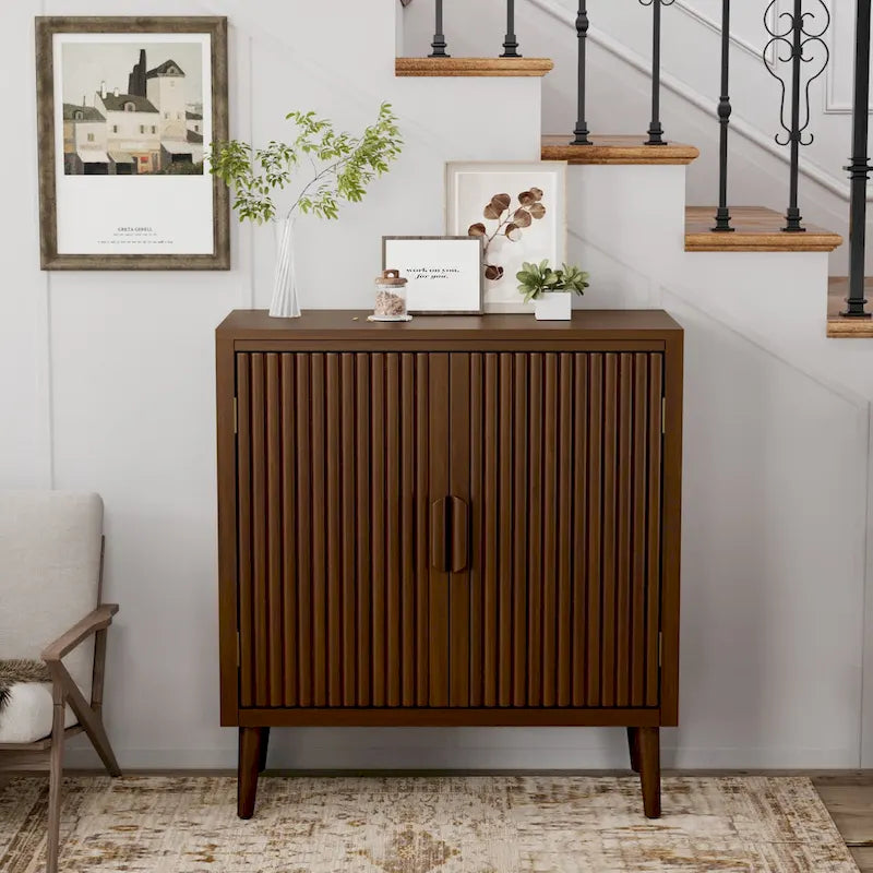 Brown Storage Cabinet with Tapered Legs - Sideboard