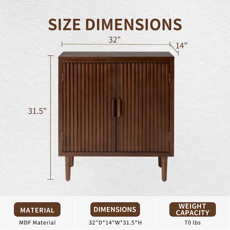 Brown Storage Cabinet with Tapered Legs - Sideboard