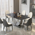Table à manger rectangulaire en pierre frittée avec piètement en acier inoxydable - 180 cm - 6 à 8 places
