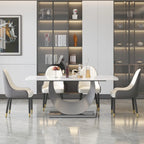 Table à manger rectangulaire en pierre frittée avec piètement en acier inoxydable - 180 cm - 6 à 8 places
