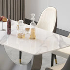 Table à manger rectangulaire en pierre frittée avec piètement en acier inoxydable - 180 cm - 6 à 8 places