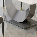 Table à manger rectangulaire en pierre frittée avec piètement en acier inoxydable - 180 cm - 6 à 8 places