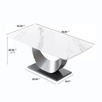Table à manger rectangulaire en pierre frittée avec piètement en acier inoxydable - 180 cm - 6 à 8 places