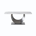 Table à manger rectangulaire en pierre frittée avec piètement en acier inoxydable - 180 cm - 6 à 8 places