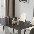 Table à manger rectangulaire en pierre frittée avec piètement en acier inoxydable - 180 cm - 6 à 8 places