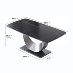 Table à manger rectangulaire en pierre frittée avec piètement en acier inoxydable - 180 cm - 6 à 8 places