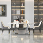 Table à manger rectangulaire en pierre frittée avec piètement en acier inoxydable - 180 cm - 6 à 8 places