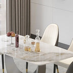 Table à manger rectangulaire en pierre frittée avec piètement en acier inoxydable - 180 cm - 6 à 8 places