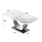 Table à manger rectangulaire en pierre frittée avec piètement en acier inoxydable - 180 cm - 6 à 8 places