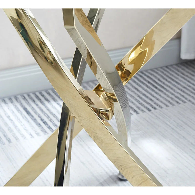 Modern Round Tempered Glass End Table with Stainless Steel Legs