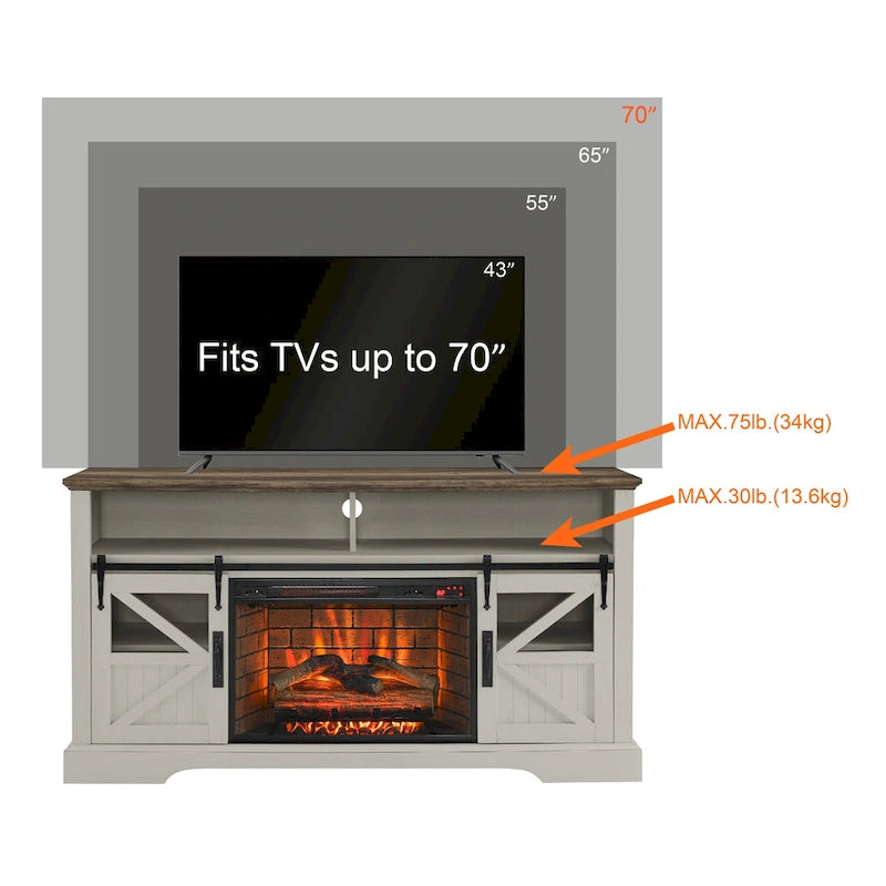 Meuble TV avec cheminée électrique de 60 pouces et rangements