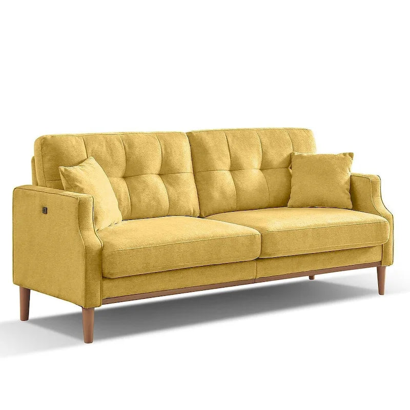 Modern 3-seat Fabric Sofa with USB Charge Port